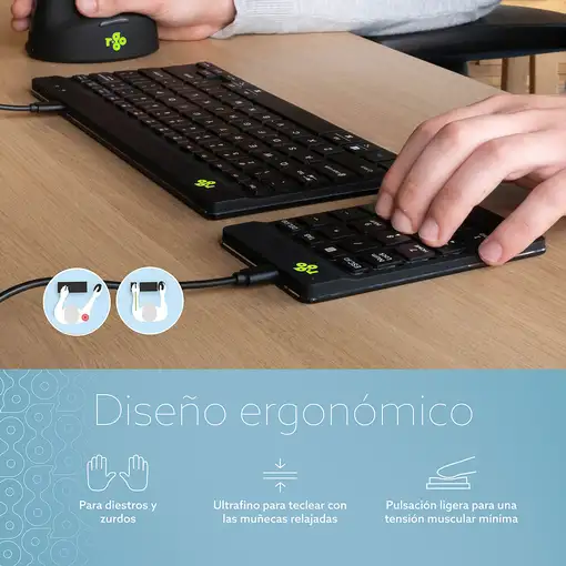R-Go Tools Teclado numérico R-Go Numpad Break, teclado numérico ergonómico con sof