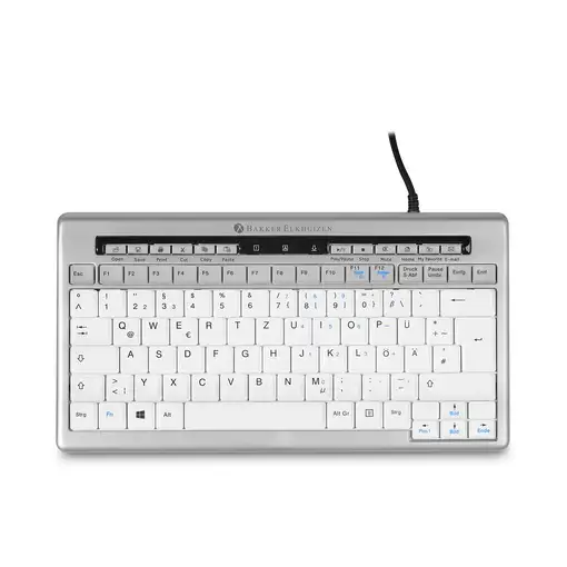 BakkerElkhuizen S-board 840 teclado Oficina USB QWERTZ Alemán Gris claro, Blanco