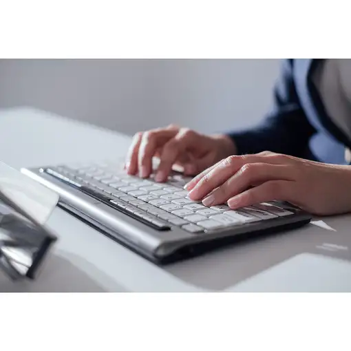 BakkerElkhuizen S-board 840 teclado Oficina USB QWERTZ Alemán Gris claro, Blanco