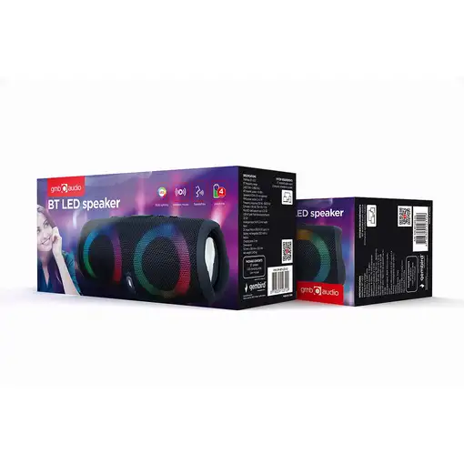 Gembird SPK-BT-LED-02 altavoz portátil o de fiesta Altavoz monofónico portátil Neg