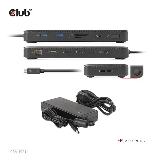 CLUB3D Estación de acoplamiento 11 en 1 con certificación Thunderbolt™ 4