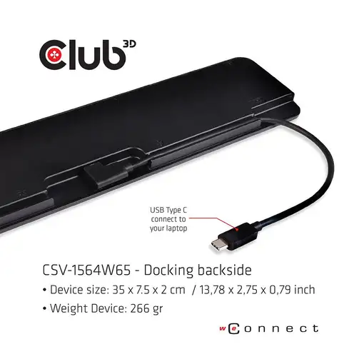 CLUB3D CSV-1564W65 base para portátil y replicador de puertos Acoplamiento USB 3.2