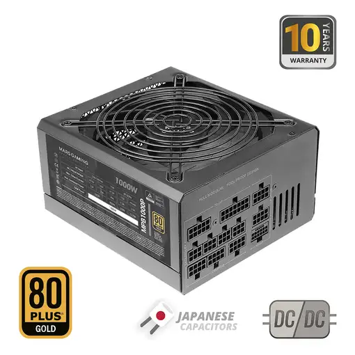 Mars Gaming MPB1000P, Fuente Alimentación Modular ATX 3.0 1000W, 10 Años Garantía,