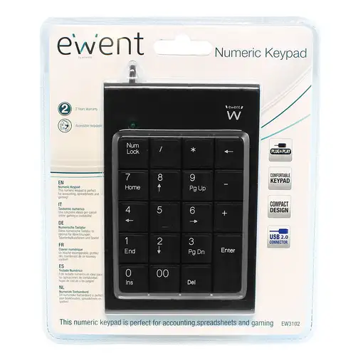 Ewent EW3102 teclado numérico PC/servidor USB Negro