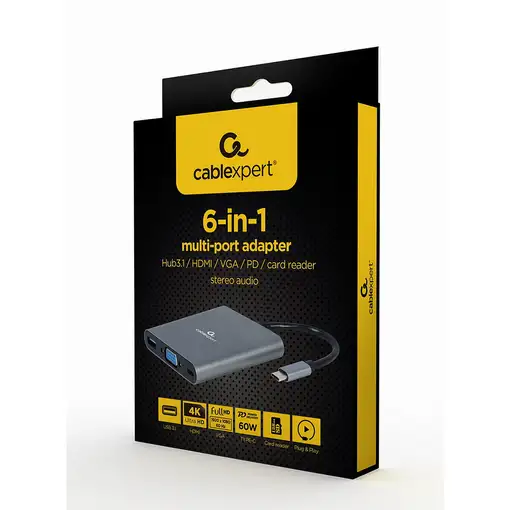 Gembird A-CM-COMBO6-01 base para portátil y replicador de puertos USB 3.2 Gen 1 (3