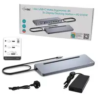 i-tec USB-C Metal Ergonomic 3x 4K Display Docking Station with Power Delivery 100