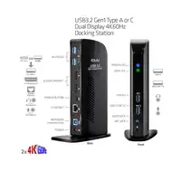 CLUB3D USB3.2 Gen1 Type A or C Dual Display 4K60Hz Docking Station DisplayLink® Ce