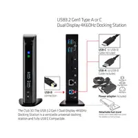 CLUB3D USB3.2 Gen1 Type A or C Dual Display 4K60Hz Docking Station DisplayLink® Ce