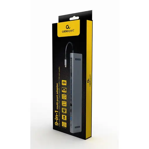 Gembird A-CM-COMBO9-01 base para portátil y replicador de puertos USB 3.2 Gen 1 (3