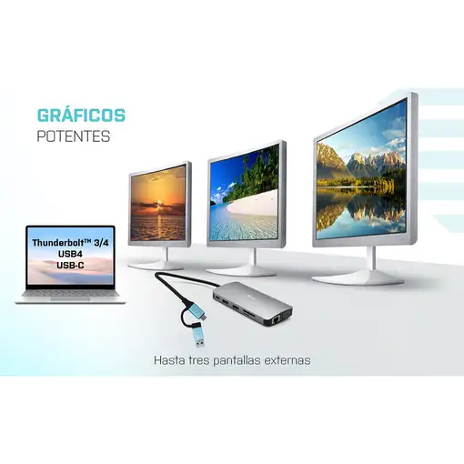 i-tec USB 3.0 USB-C/Thunderbolt 3x Display Metal Nano Dock with LAN + Power Delive