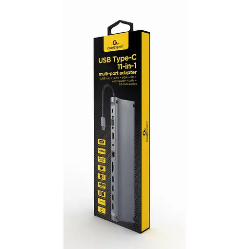 Gembird A-CM-COMBO11-01 base para portátil y replicador de puertos Alámbrico USB 3