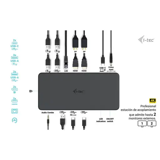 i-tec USB 3.0 / USB-C / Thunderbolt 3 Professional Dual 4K Display Docking Station