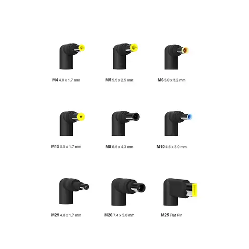 AISENS Cargador 65 W Automatico Universal Multitension Para Portatil Con 9 Conecto