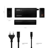AISENS Cargador 65 W Automatico Universal Multitension Para Portatil Con 9 Conecto