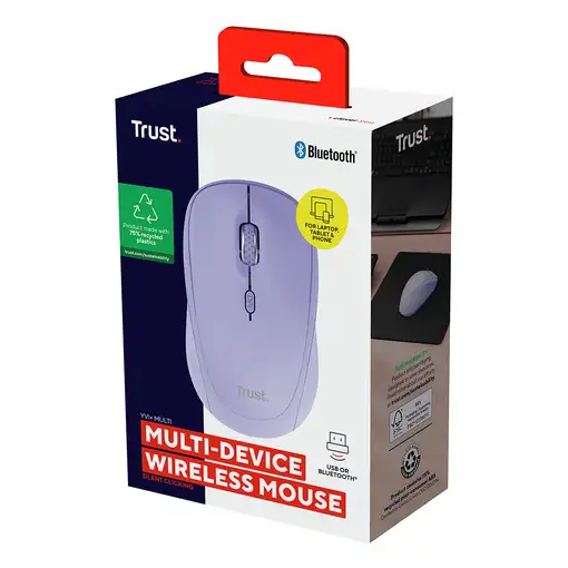 Trust Yvi+ ratón Universal Ambidextro RF Wireless + Bluetooth Óptico 1600 DPI