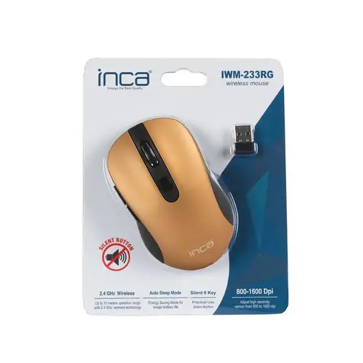 Inca IWM-233RG ratón Ambidextro RF inalámbrico Óptico 1600 DPI