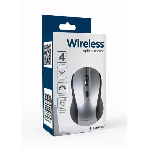 Gembird MUSW-4B-02-BS ratón Oficina Ambidextro RF inalámbrico Óptico 1600 DPI