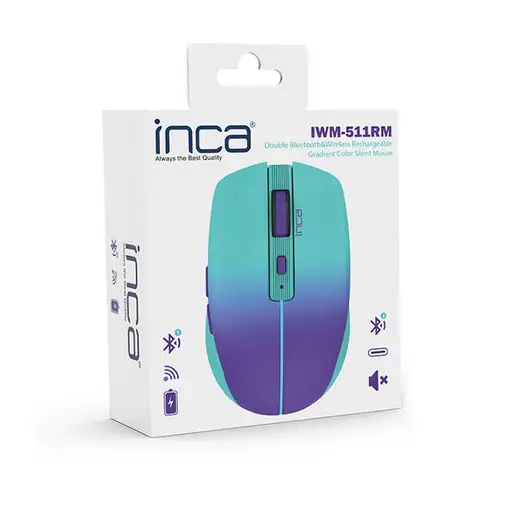 Inca IWM-511RM ratón Oficina mano derecha RF Wireless + Bluetooth + USB Type-C Ópt