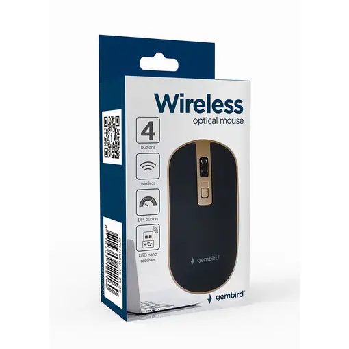 Gembird MUSW-4B-06-BG ratón Oficina Ambidextro RF inalámbrico Óptico 1600 DPI