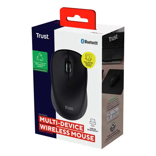 Trust Yvi+ ratón Universal Ambidextro RF Wireless + Bluetooth Óptico 1600 DPI