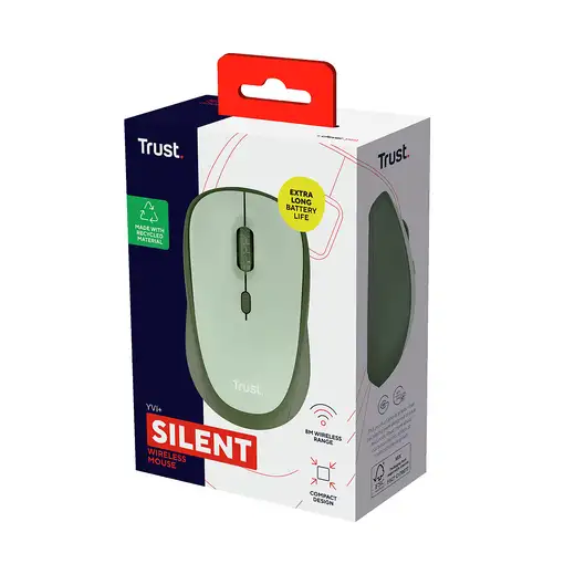 Trust Yvi+ ratón Oficina mano derecha RF inalámbrico Óptico 1600 DPI