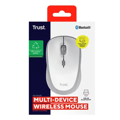 Trust Yvi+ ratón Universal Ambidextro RF Wireless + Bluetooth Óptico 1600 DPI