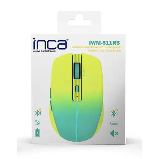Inca IWM-511RS ratón Oficina mano derecha RF Wireless + Bluetooth + USB Type-C Ópt
