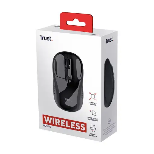 Trust 24658 ratón Oficina Ambidextro RF inalámbrico Óptico 1600 DPI