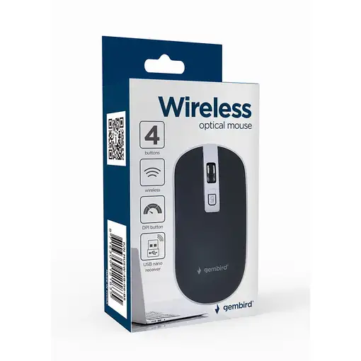 Gembird MUSW-4B-06-BS ratón Oficina Ambidextro RF inalámbrico Óptico 1600 DPI