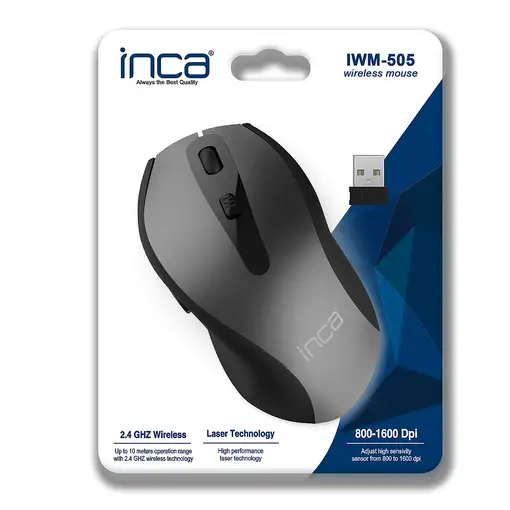 Inca IWM-505 ratón Oficina mano derecha RF inalámbrico Óptico 1600 DPI