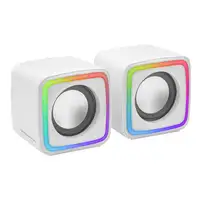 Mars Gaming MSCUBEW Blanco, Altavoces Gaming RGB Compactos, Procesador Sonido DSP