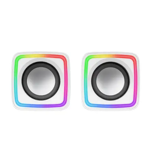 Mars Gaming MSCUBEW Blanco, Altavoces Gaming RGB Compactos, Procesador Sonido DSP