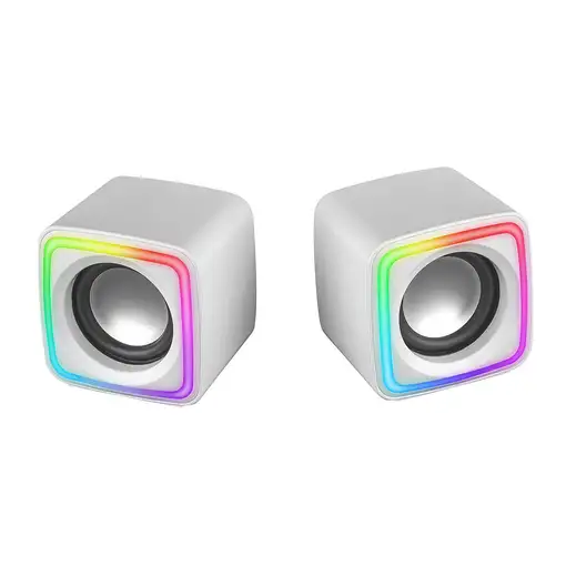 Mars Gaming MSCUBEW Blanco, Altavoces Gaming RGB Compactos, Procesador Sonido DSP