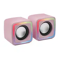 Mars Gaming MSCUBEP Rosa, Altavoces Gaming RGB Compactos, Procesador Sonido DSP 8W