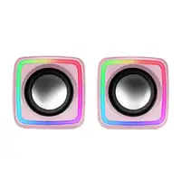 Mars Gaming MSCUBEP Rosa, Altavoces Gaming RGB Compactos, Procesador Sonido DSP 8W