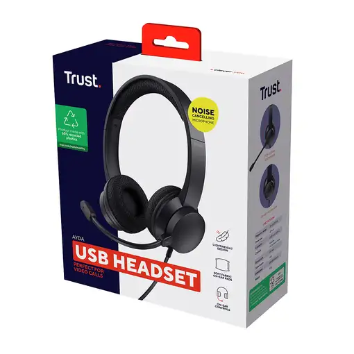 Trust Ayda Auriculares Alámbrico Diadema Llamadas/Música USB tipo A Negro