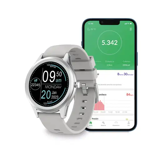 Ksix Smartwatch Globe, Pantalla 1.28" Multitáctil, 5 días, App, Monitoreo salud, M