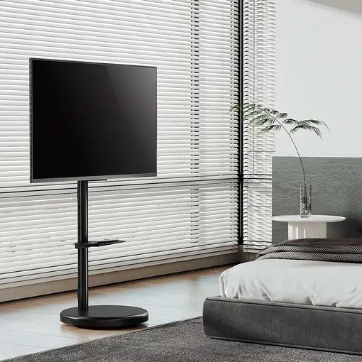 AISENS Soporte de suelo con rueda, bandeja para DVD para monitor/TV 50kg de 37-86,