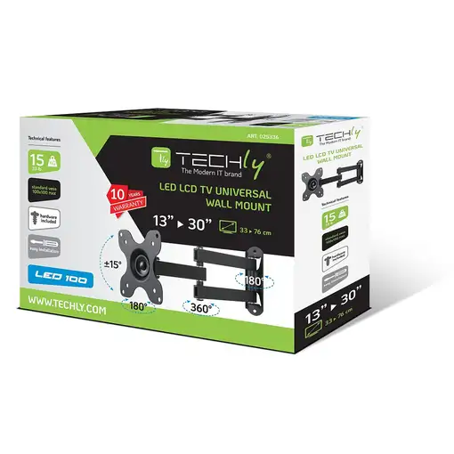 Techly ICA-LCD 923B soporte para TV 76,2 cm (30") Negro