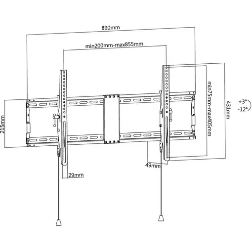Techly ICA-PLB 590 soporte para TV 2,29 m (90'') Negro