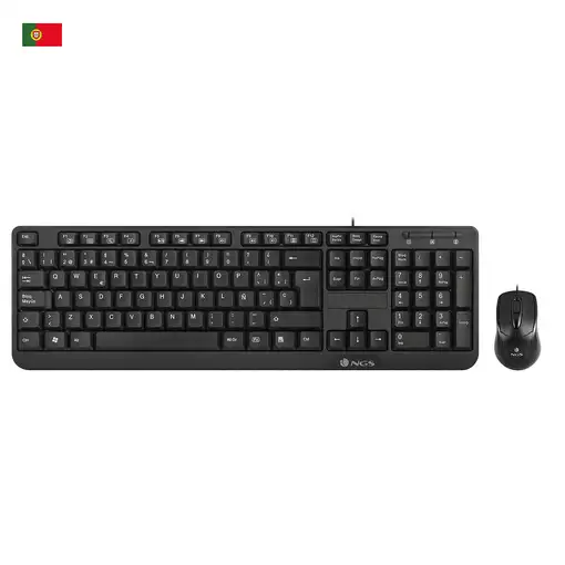 NGS Cocoa Kit, QWERTY, PT teclado Ratón incluido Universal USB Portugués Negro