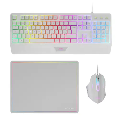 Mars Gaming MCP124, Combo Gaming 3en1, Teclado Ergonómico H-Mech LED RGB, Ratón RG