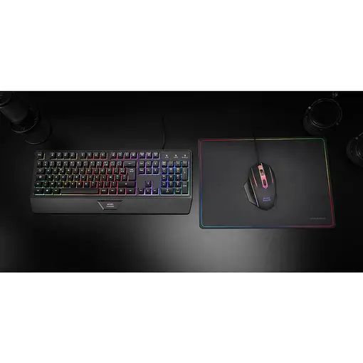 Mars Gaming MCP124, Combo Gaming 3en1, Teclado Ergonómico H-Mech LED RGB, Ratón RG