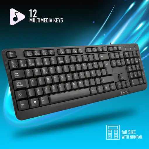 NGS FunkyV3, AZERTY, FR teclado Hogar USB Francés Negro