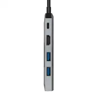 AISENS USB-C dock 5 en 1, USB-C a 1xHDMI, 1xRJ45, 2xUSB, 1xPD, Gris, 15 cm
