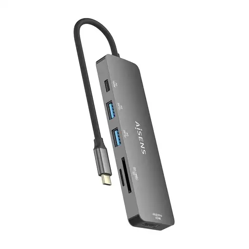 AISENS USB-C Dock 6 EN 1, USB-C a 1xHDMI, 2xUSB-A, 1xUSB-C PD 100W, 1xSD, 1xMicro