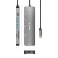 AISENS USB-C Dock 6 EN 1, USB-C a 1xHDMI, 2xUSB-A, 1xUSB-C PD 100W, 1xSD, 1xMicro