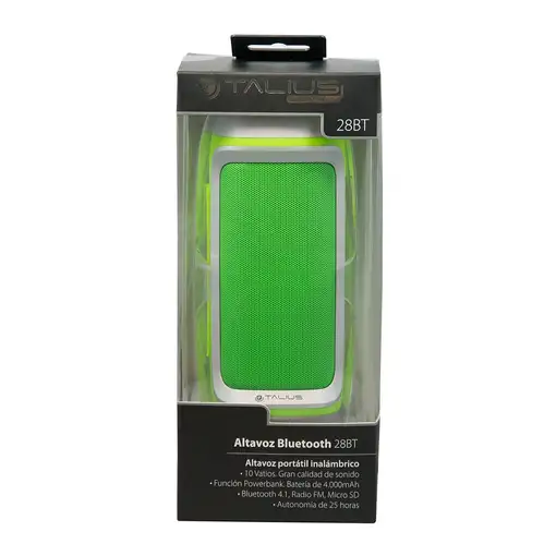 TALIUS altavoz 28BT 10W Bluetooth, radio FM, con powerbank 4000 mAh green