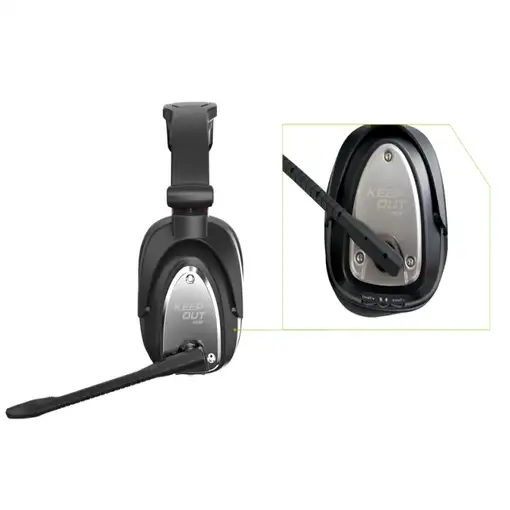 KeepOut HXAIR auricular y casco Auriculares Inalámbrico Diadema Juego Negro, Plata