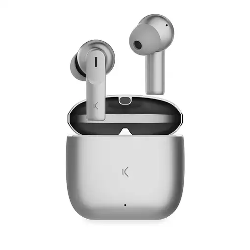 Ksix Auriculares inalámbricos Meteor, Estuche metálico, ENC, Autonomía 4+28 h, Con